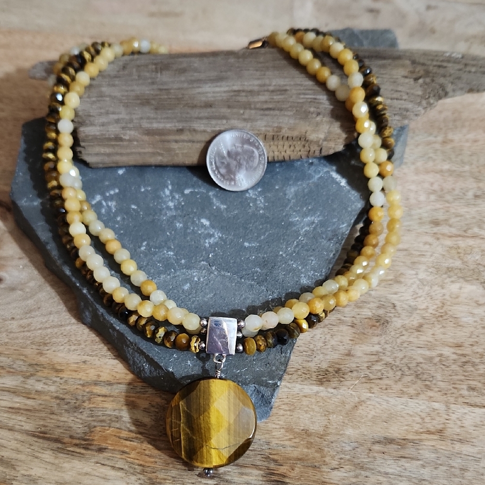 Jay King Tigers Eye, Yellow Jasper And Sterling Silver EUC